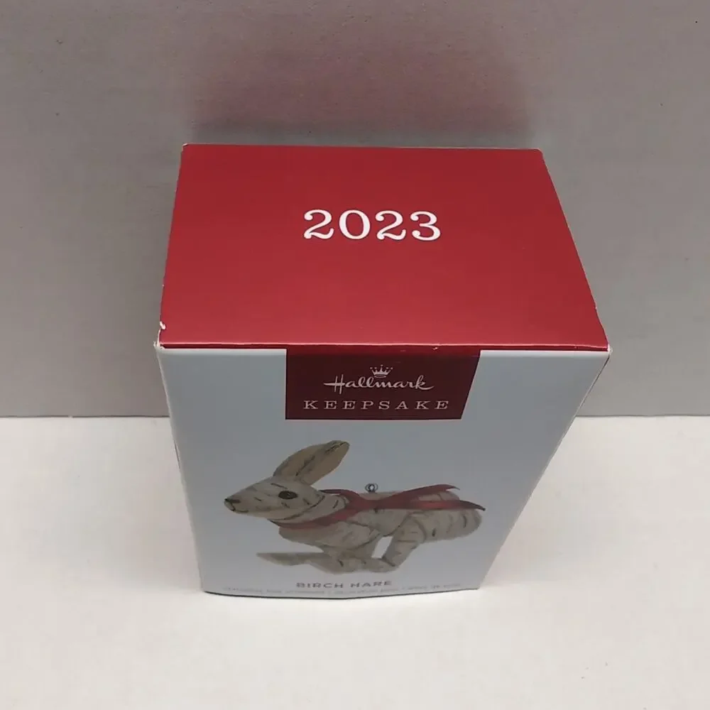 Hallmark Christmas‎ Ornament Birch Hare Wood Look Running Rabbit 2023